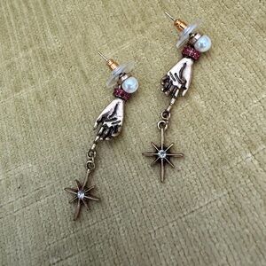 Elegant Hand Charm Earrings with Pearl and Star